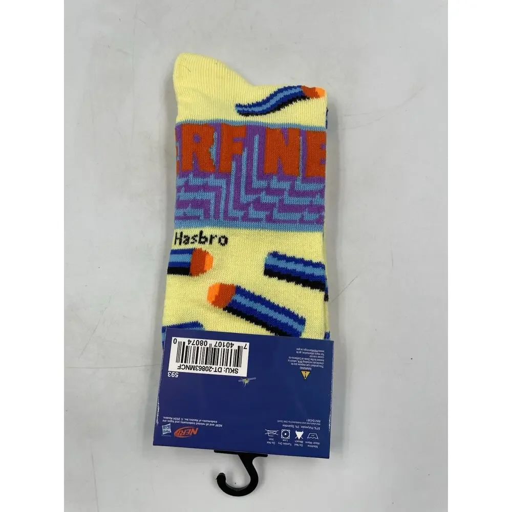 Nerf Men's Novelty Crew Socks 1 Pair Multicolor Shoe 6-12